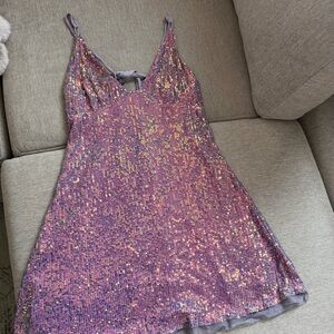 Free People Lavender Sequin Mesh Top